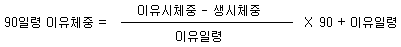 90일령 이유체중