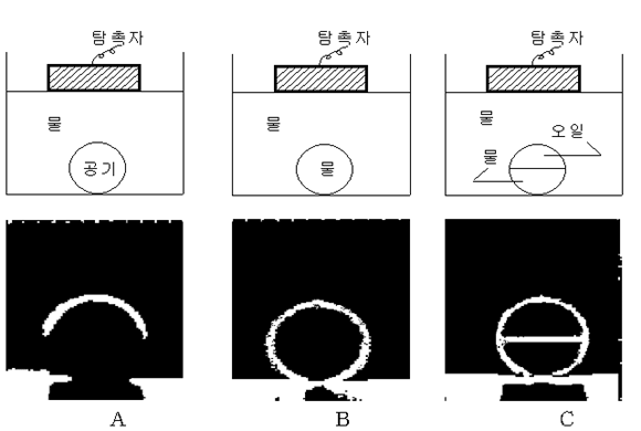 <그림 2> 고무공에 의한 초음파 화상